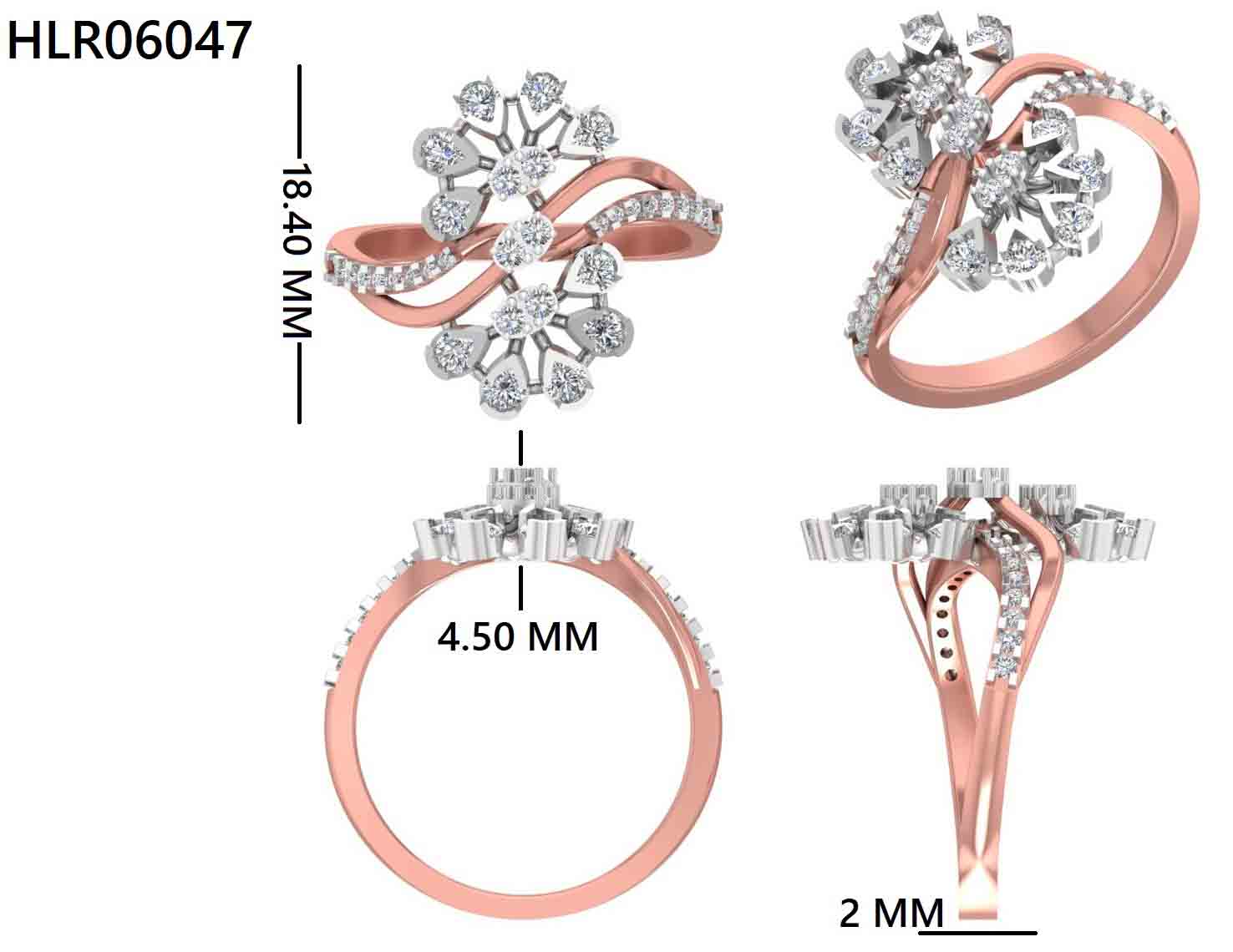 Whispering Leaf Diamond Ring |925 Silver
