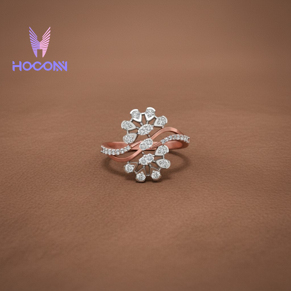 Whispering Leaf Diamond Ring |925 Silver