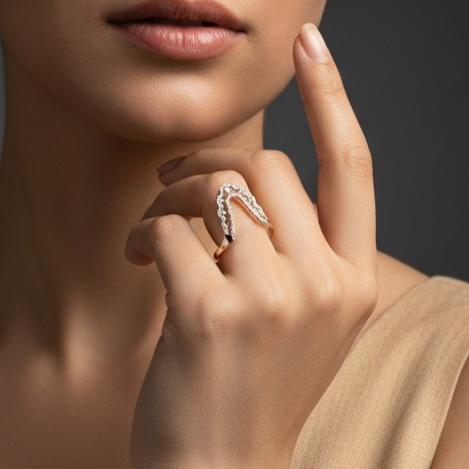 925 Silver Arch Design Ring |Rose Gold plated