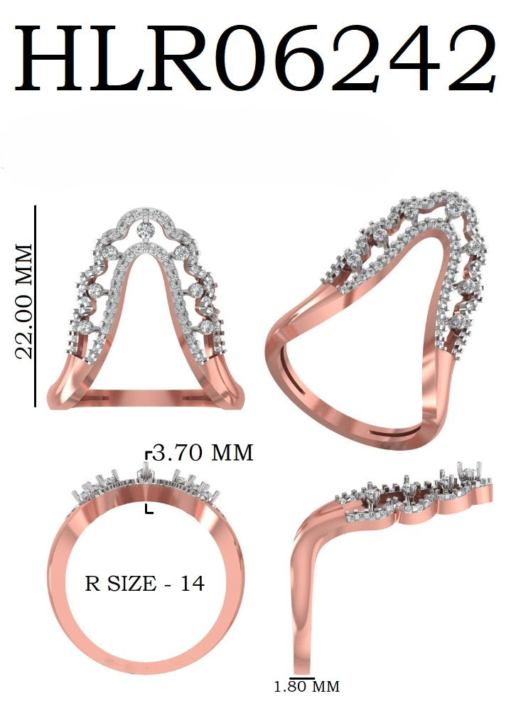925 Silver Arch Design Ring |Rose Gold plated