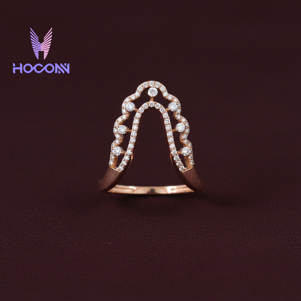 925 Silver Arch Design Ring |Rose Gold plated