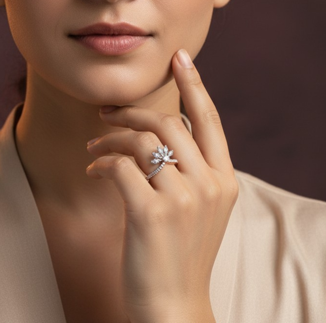 Majestic Fan Diamond Ring |925 Silver