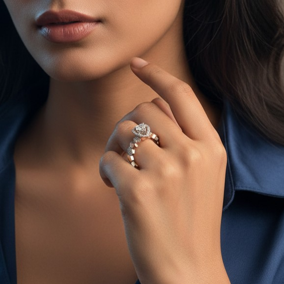 Heart Luxe Ring |925 Silver with Rose Gold Plating