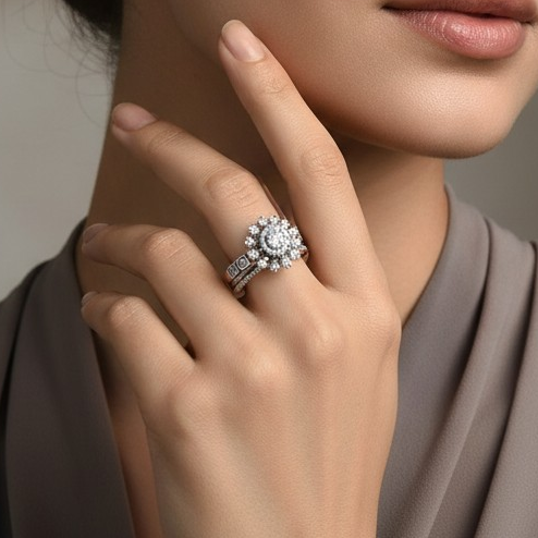 925 Silver Rose Gold Plating Sun Halo Rose