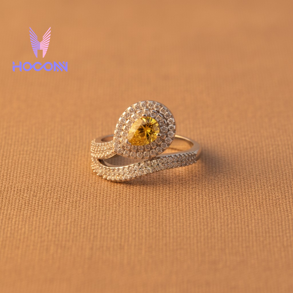 925 Silver Golden Dew Ring