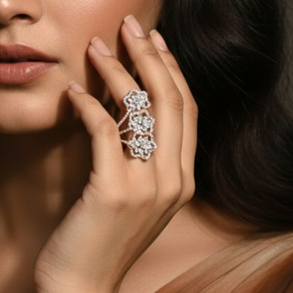 Rose Petal Stack 925 Silver Ring