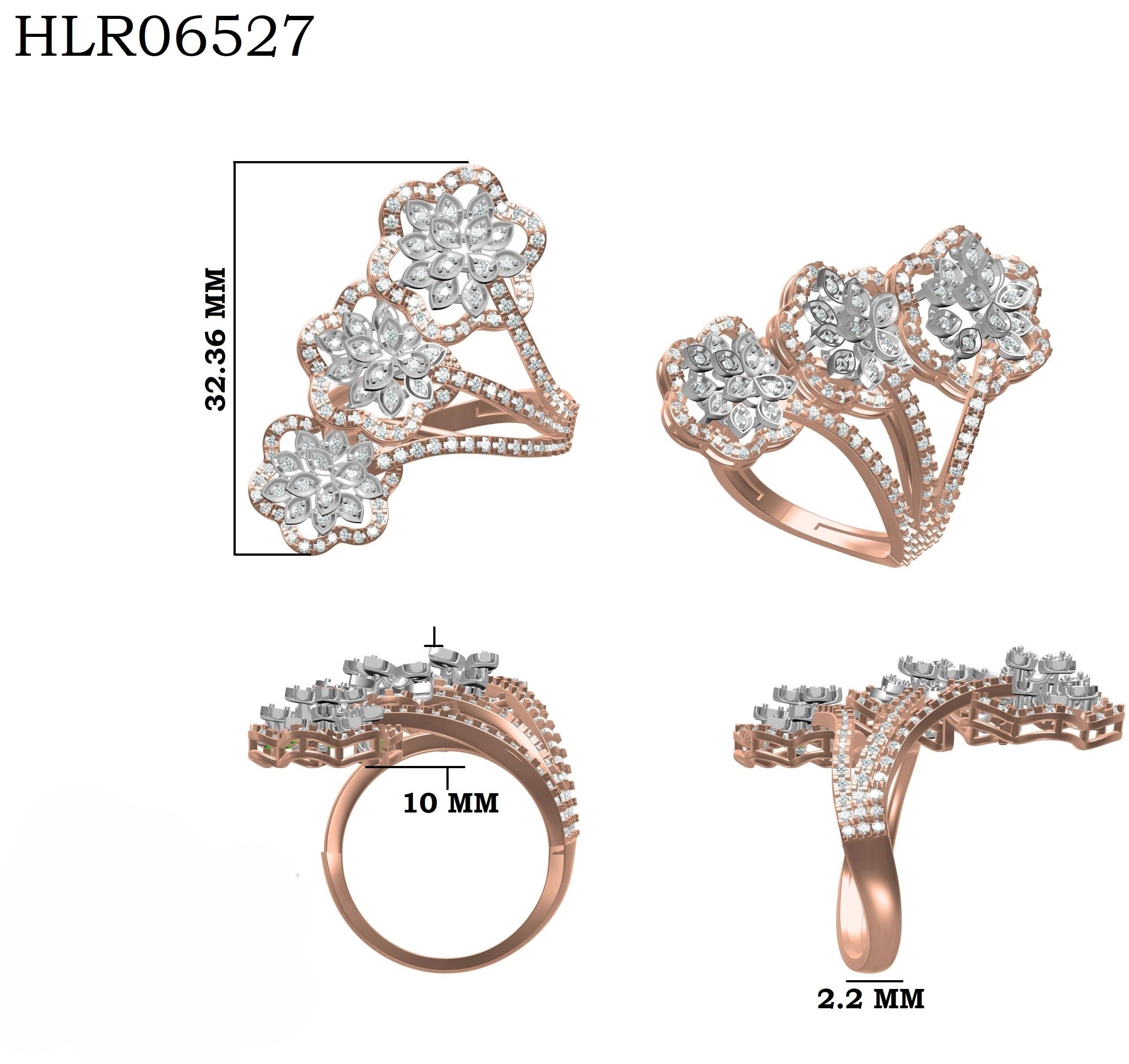Rose Petal Stack 925 Silver Ring