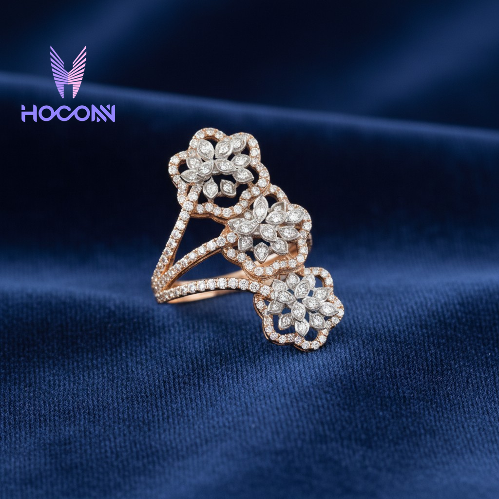 Rose Petal Stack 925 Silver Ring