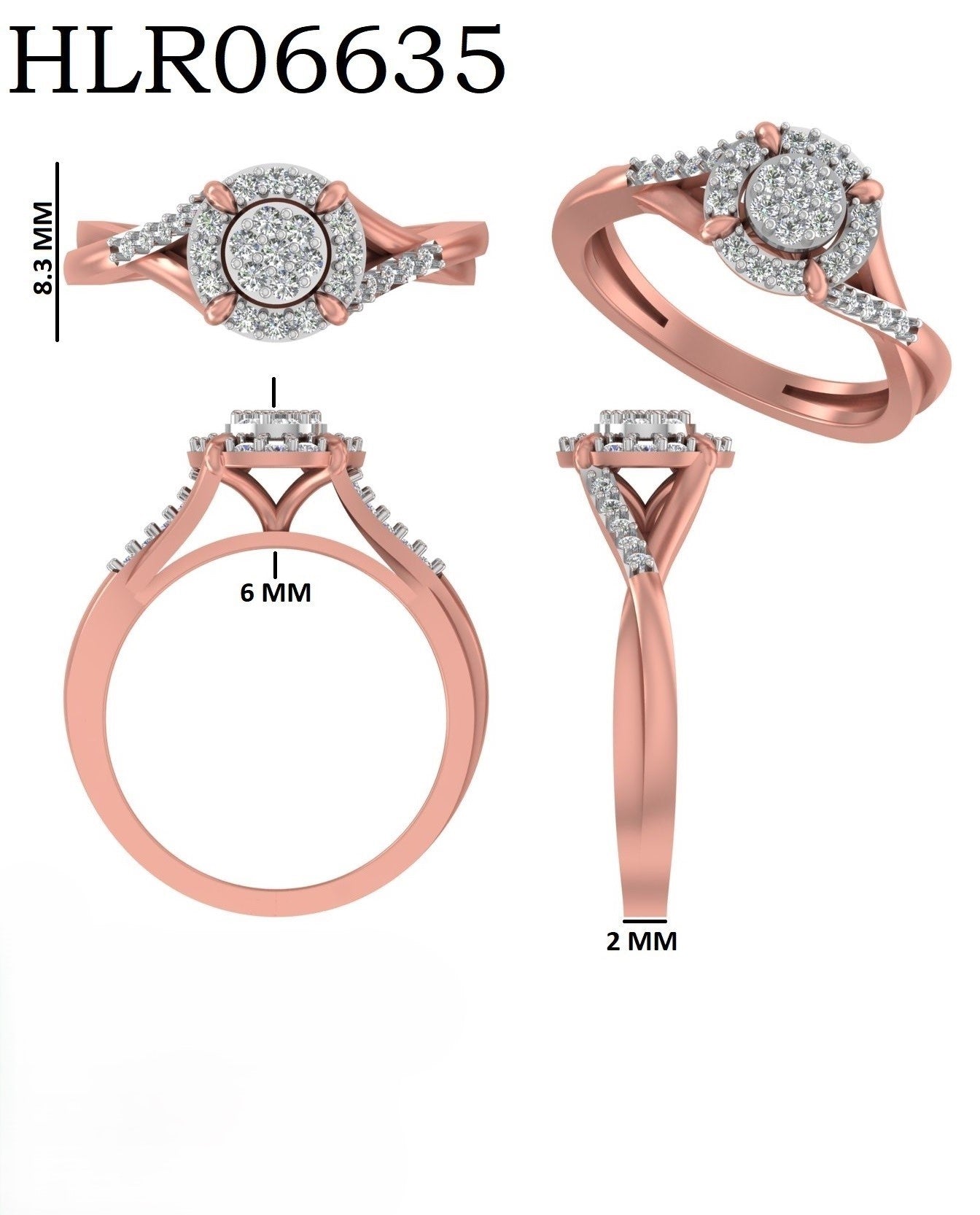 Modern Split Band Diamond Silver Ring