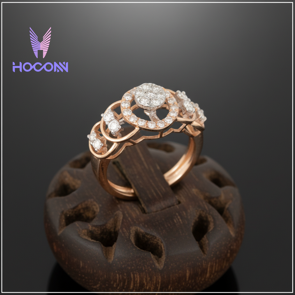 Rose Gold 925 Silver Diamond Orbit Ring