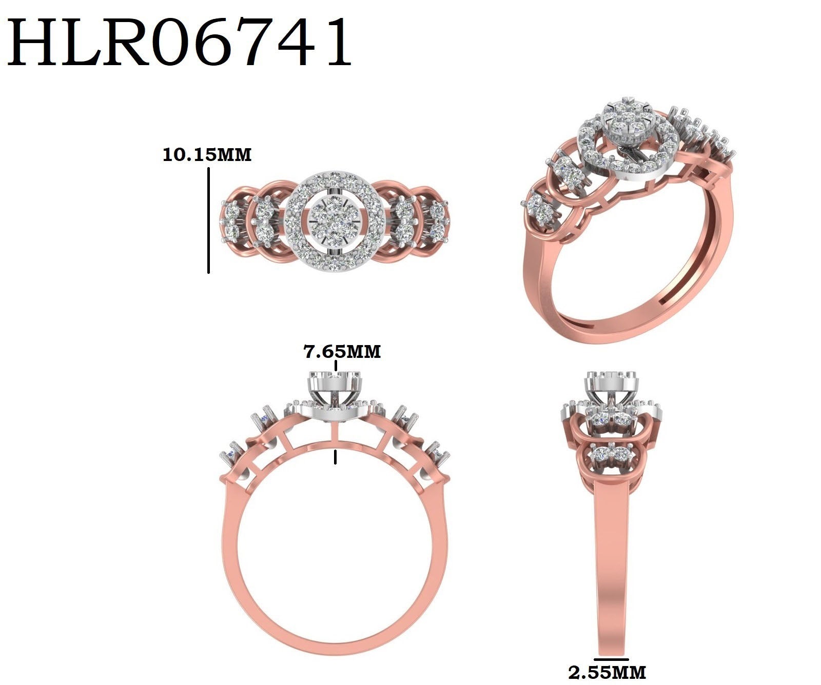Rose Gold 925 Silver Diamond Orbit Ring