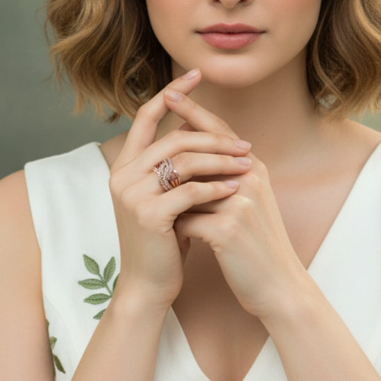 Rose Gold Plated 925 Silver Crossover Sparkle