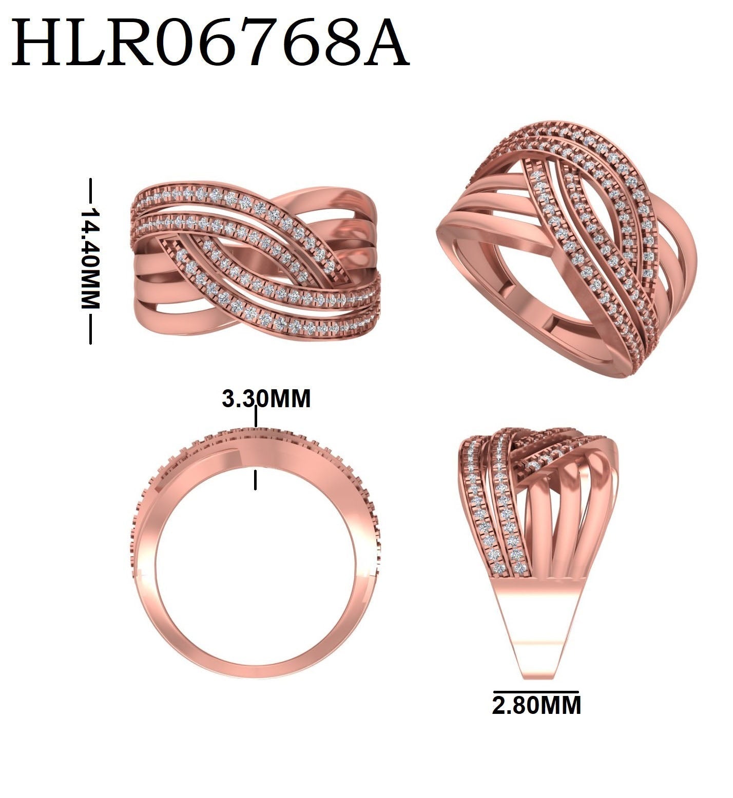 Rose Gold Plated 925 Silver Crossover Sparkle