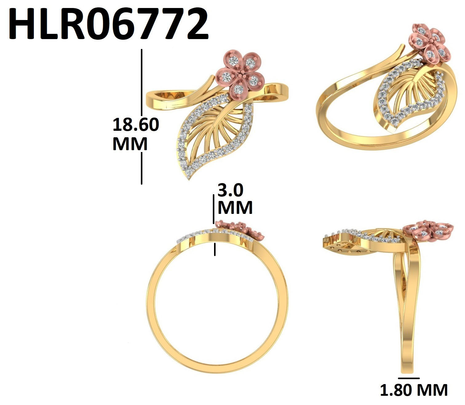 925 Silver Ring Grace Leaf Ring