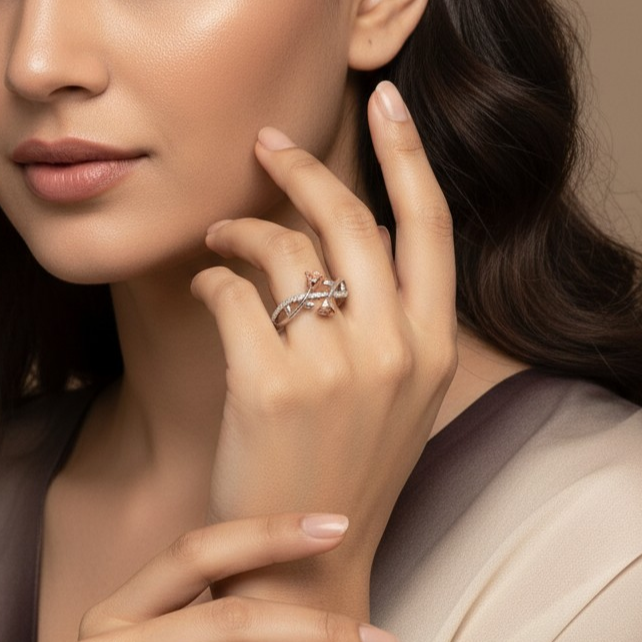 Timeless 925 Silver Gold Plated Diamond Ring