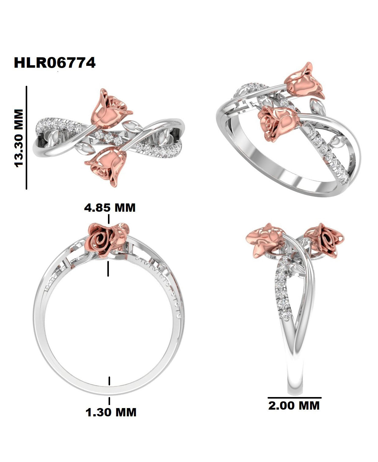 Timeless 925 Silver Gold Plated Diamond Ring