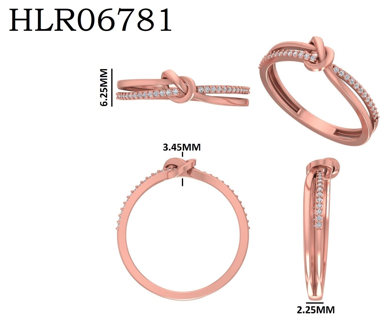 925 Silver Gold Plated Love Bound Ring