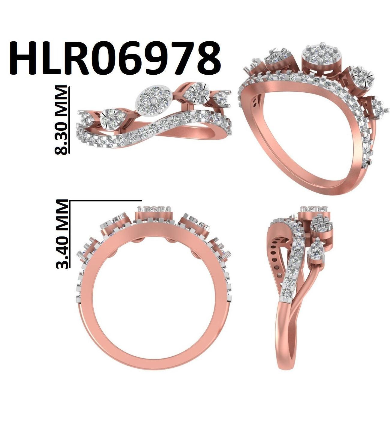 Queen's Grace 925 Silver Rose Gold Plated Ring
