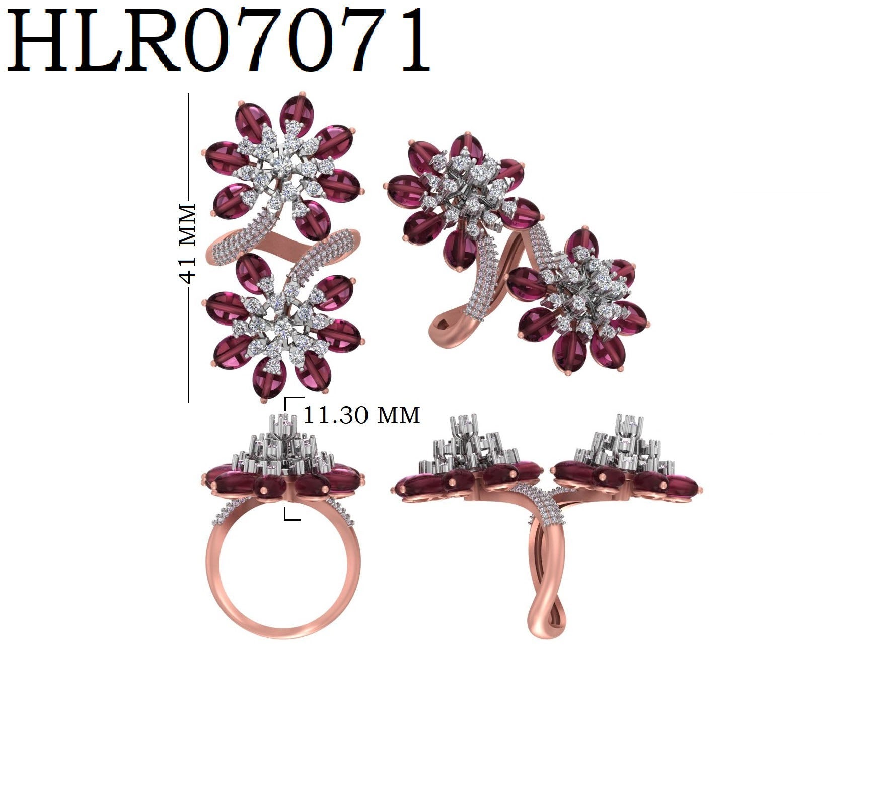 Blue Flora 925 Silver Ring