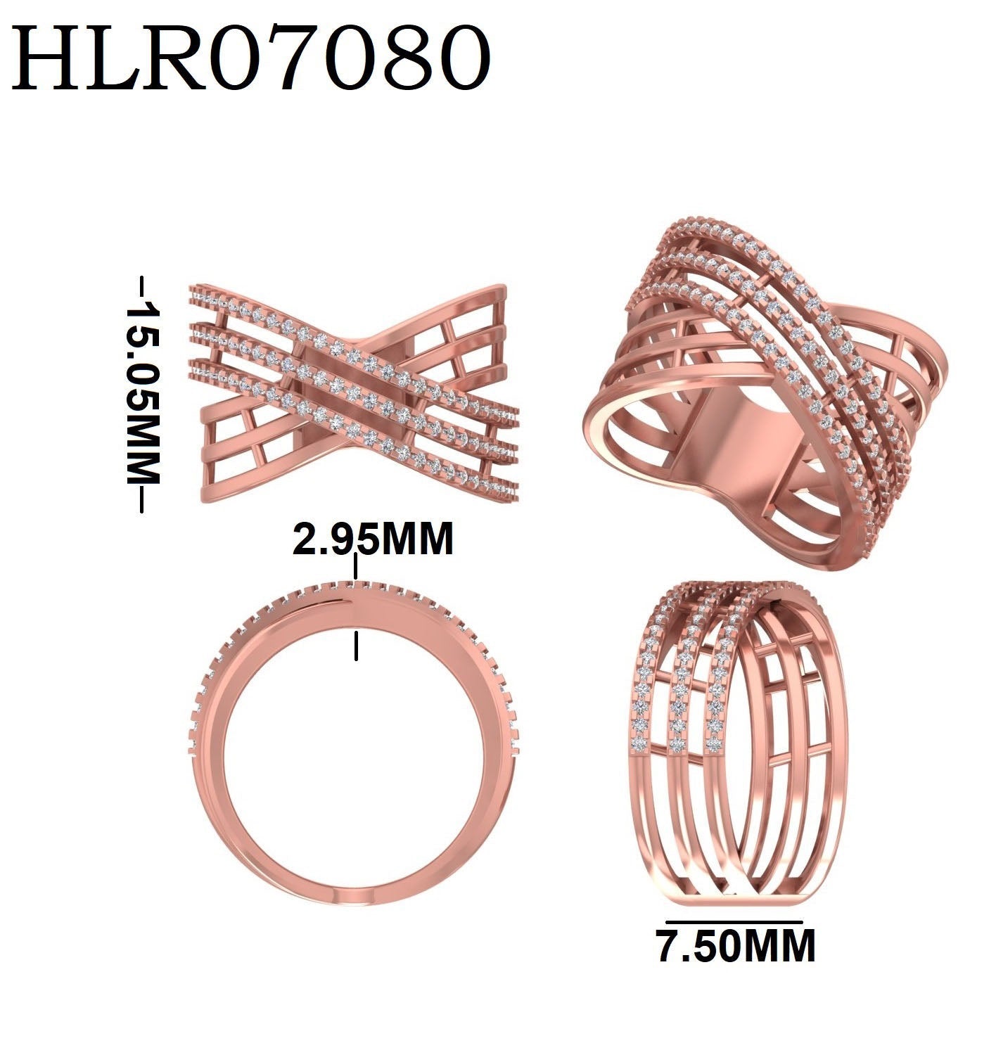 Interlace Diamond Band | 925 Silver | Rose Gold Finish