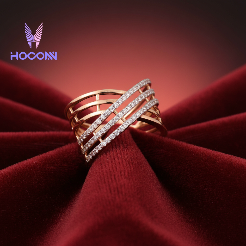 Interlace Diamond Band | 925 Silver | Rose Gold Finish