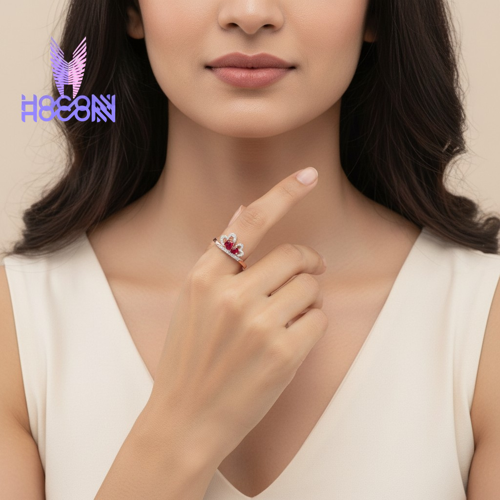 Twin Flame Ruby Heart SIlver Ring