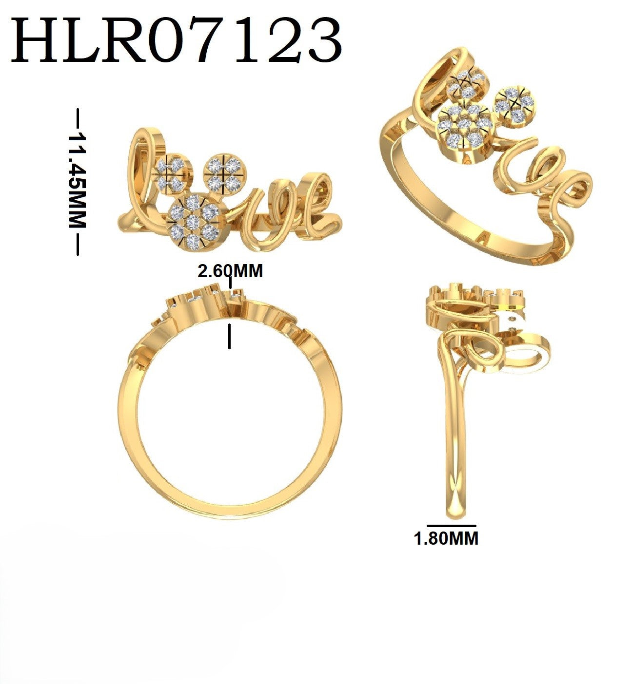 Love Script 925 Silver Ring