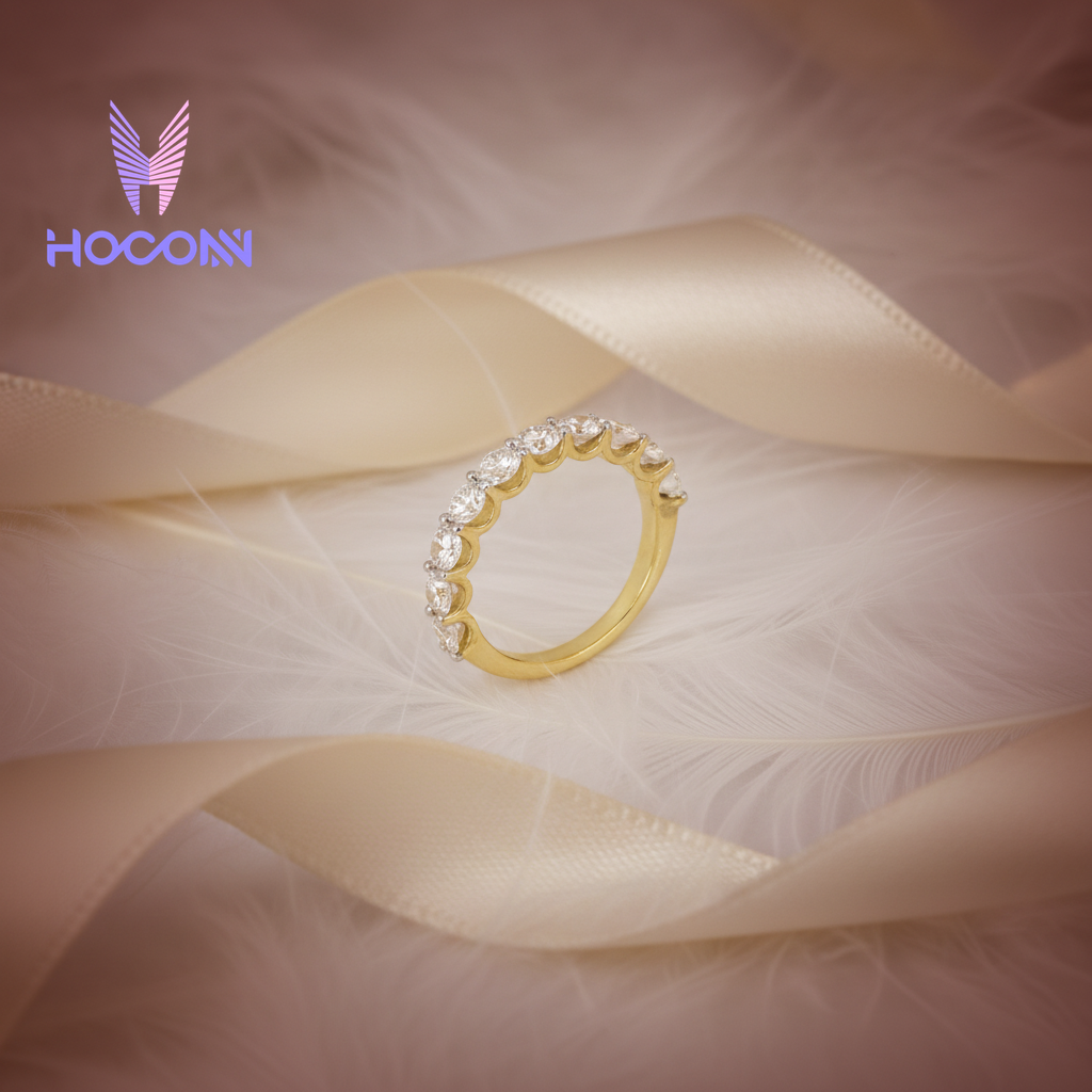 Gold Plated Eternity Scallop Ring |  925 Silver