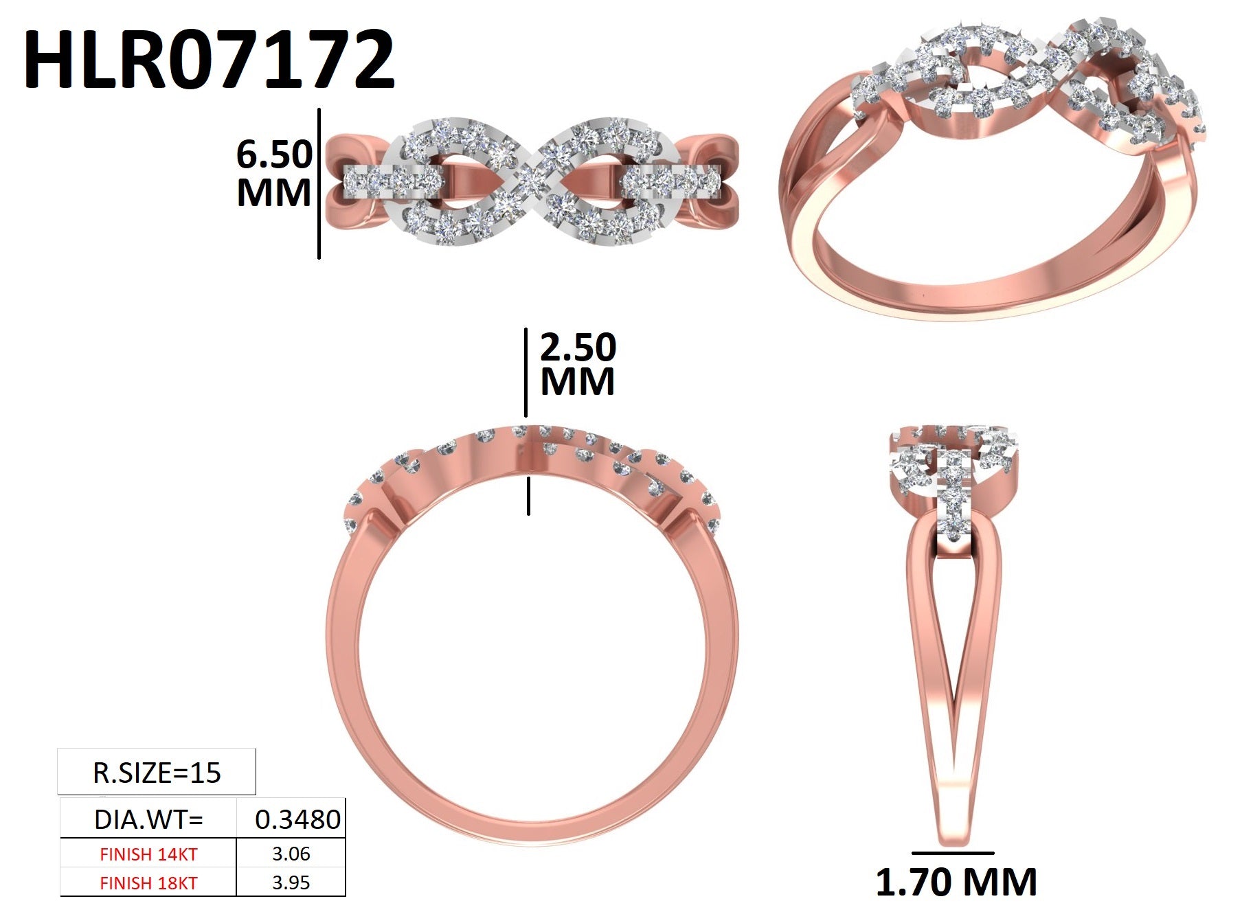 Infinity Curve Diamond Silver Ring