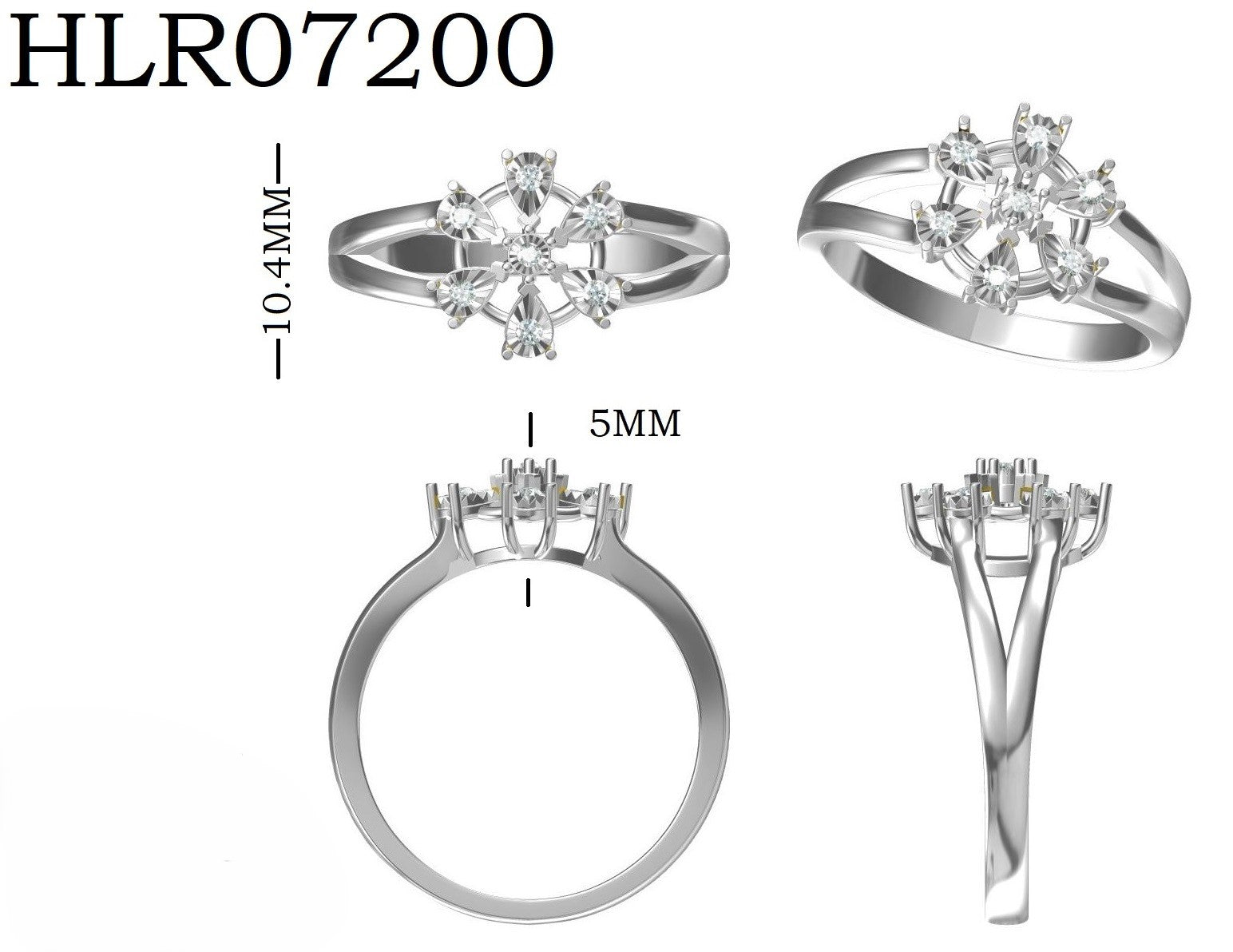 Pear Cut Blossom Silver Ring