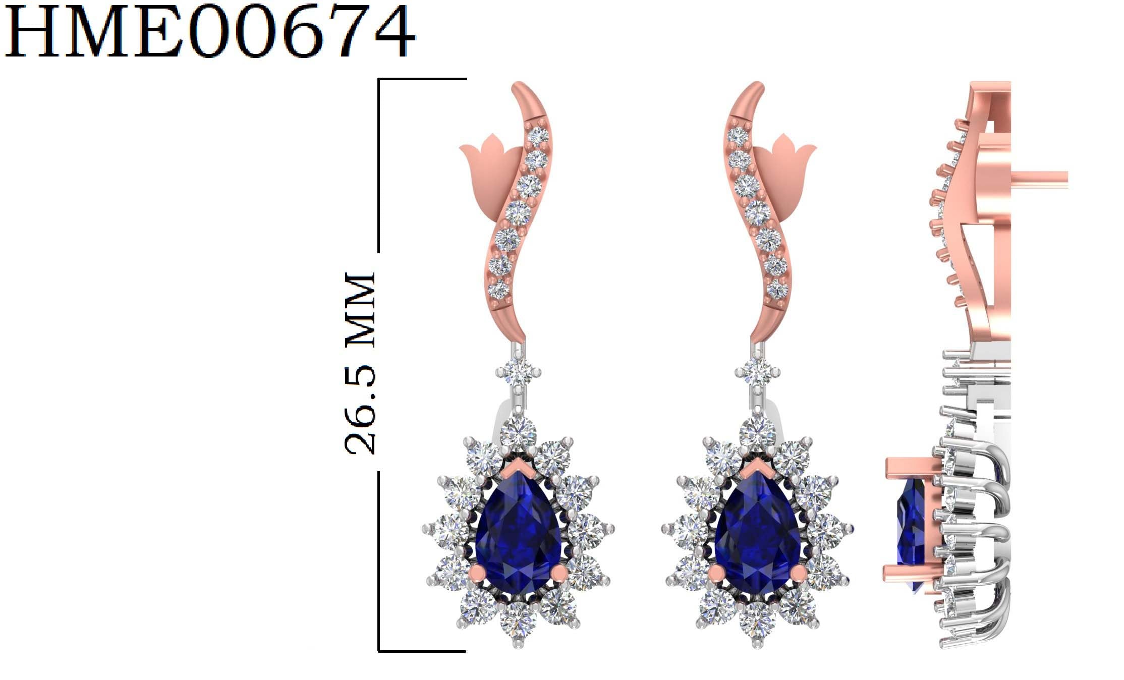 Royal Pear Drop Diamond 925 Silver Earrings