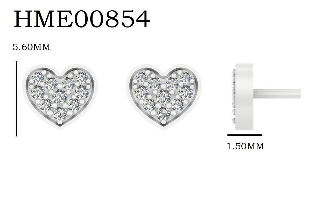 Cluster Heart Diamond 925 Silver Earrings