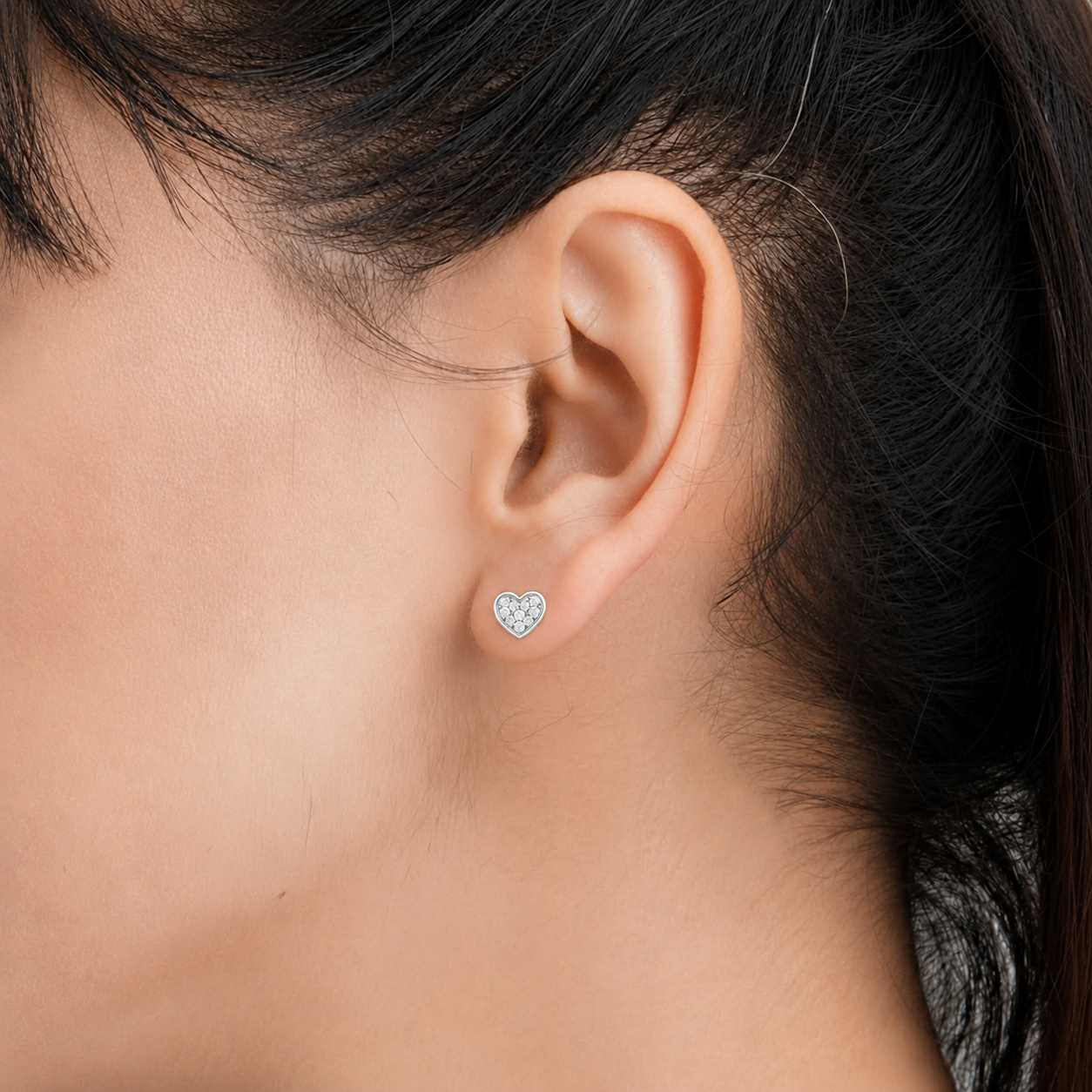 Cluster Heart Diamond 925 Silver Earrings