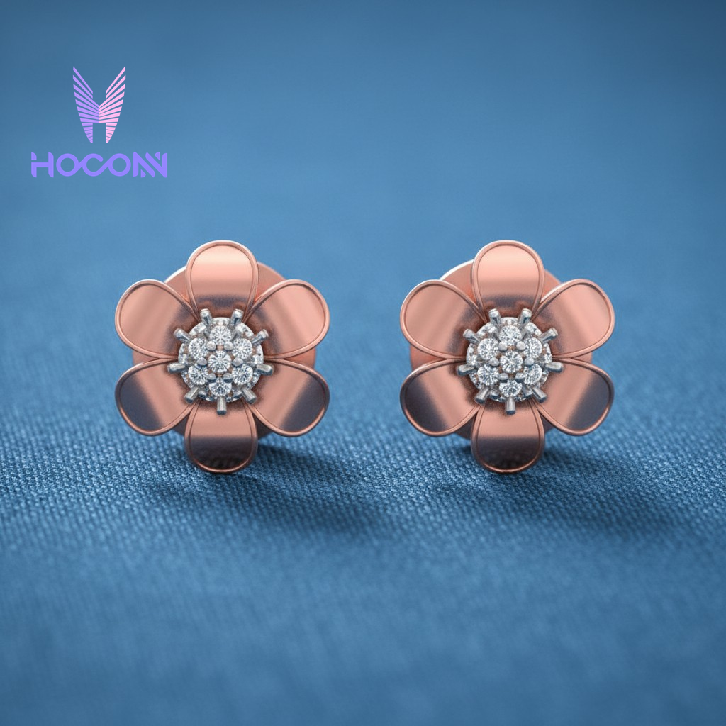 Bloom Diamond 925 Silver Stud Earrings
