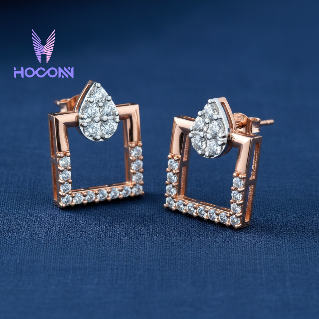 Square Frame 925 Silver Stud Earrings