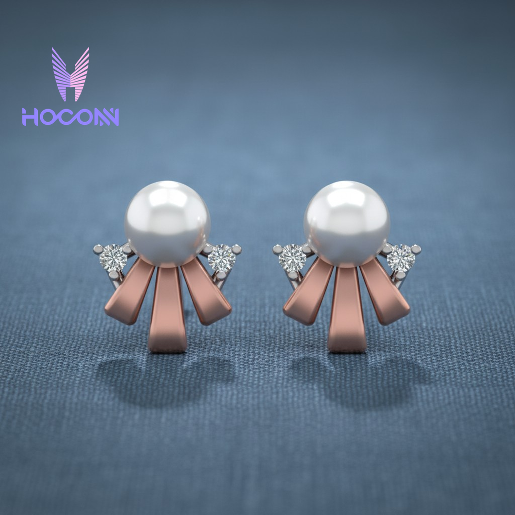 Shimmering Pearl & Diamond Fan 925 Silver Earrings