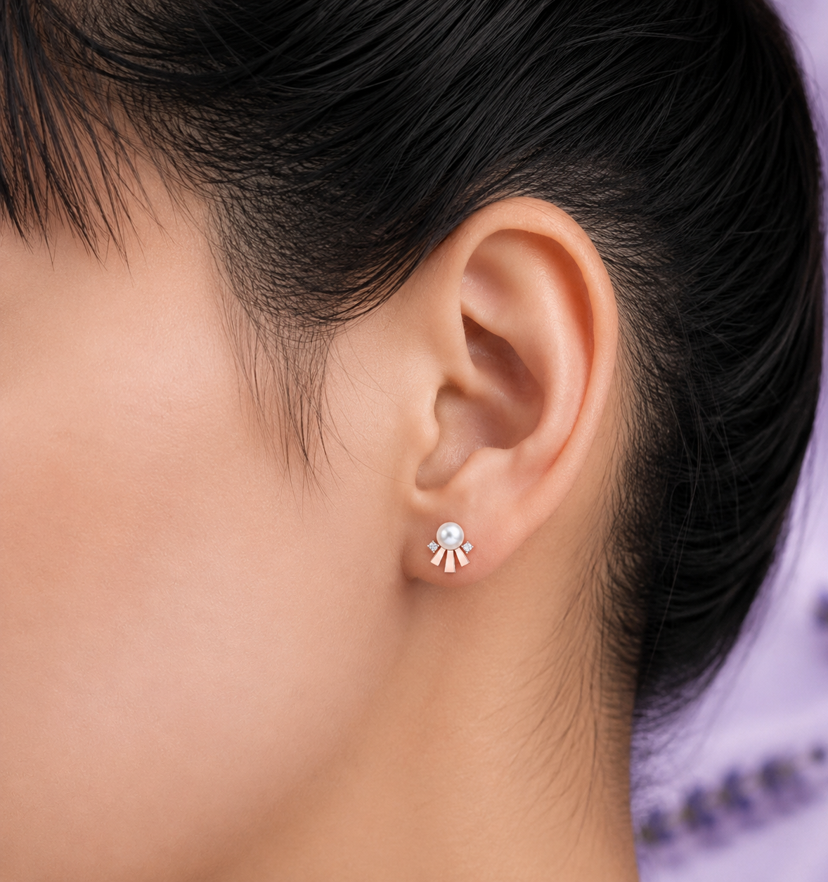 Shimmering Pearl & Diamond Fan 925 Silver Earrings