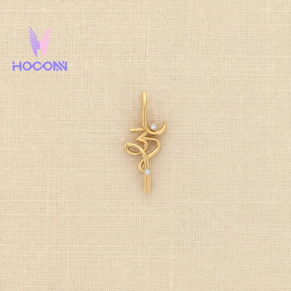 Om Curve Diamond Accent Silver Pendant