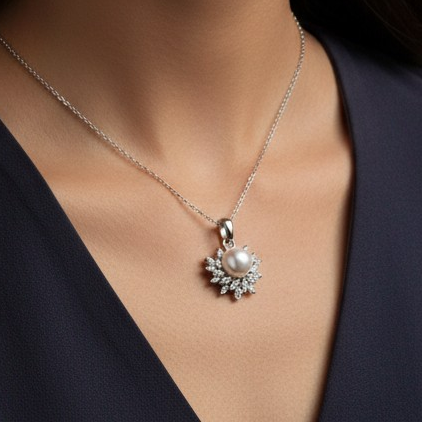 Pearl Petal Cluster Silver Pendant