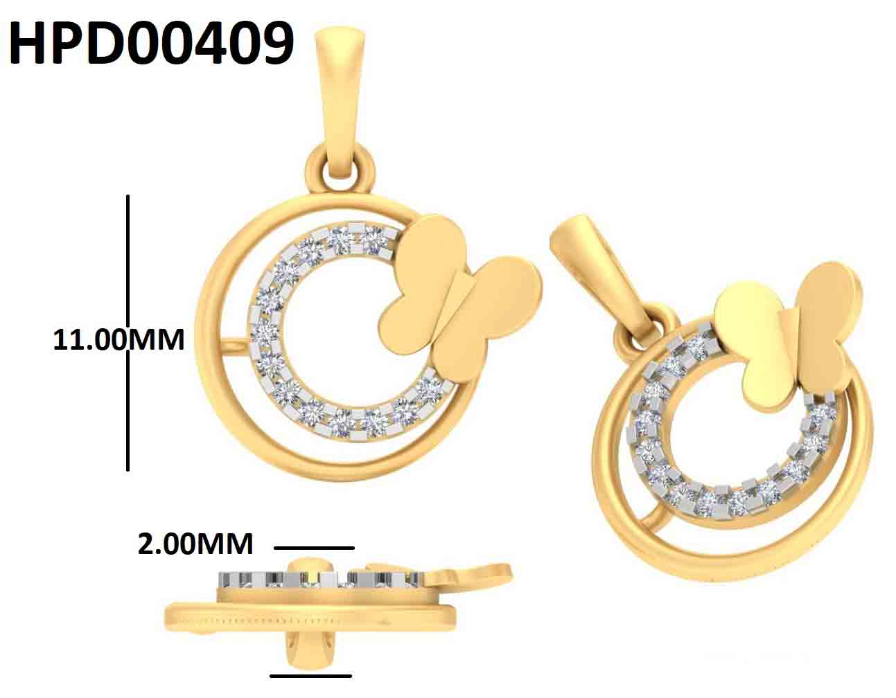 925 Silver Golden Wings Circle Pendant