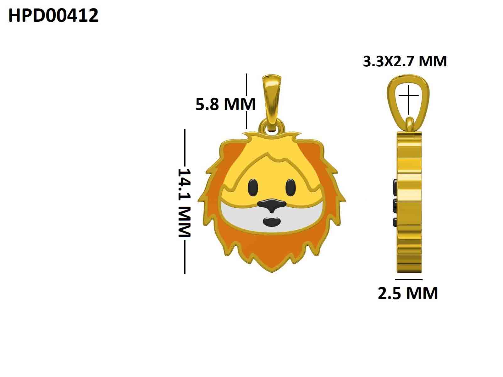Gold Plated Lion Cub 925 Silver Pendant