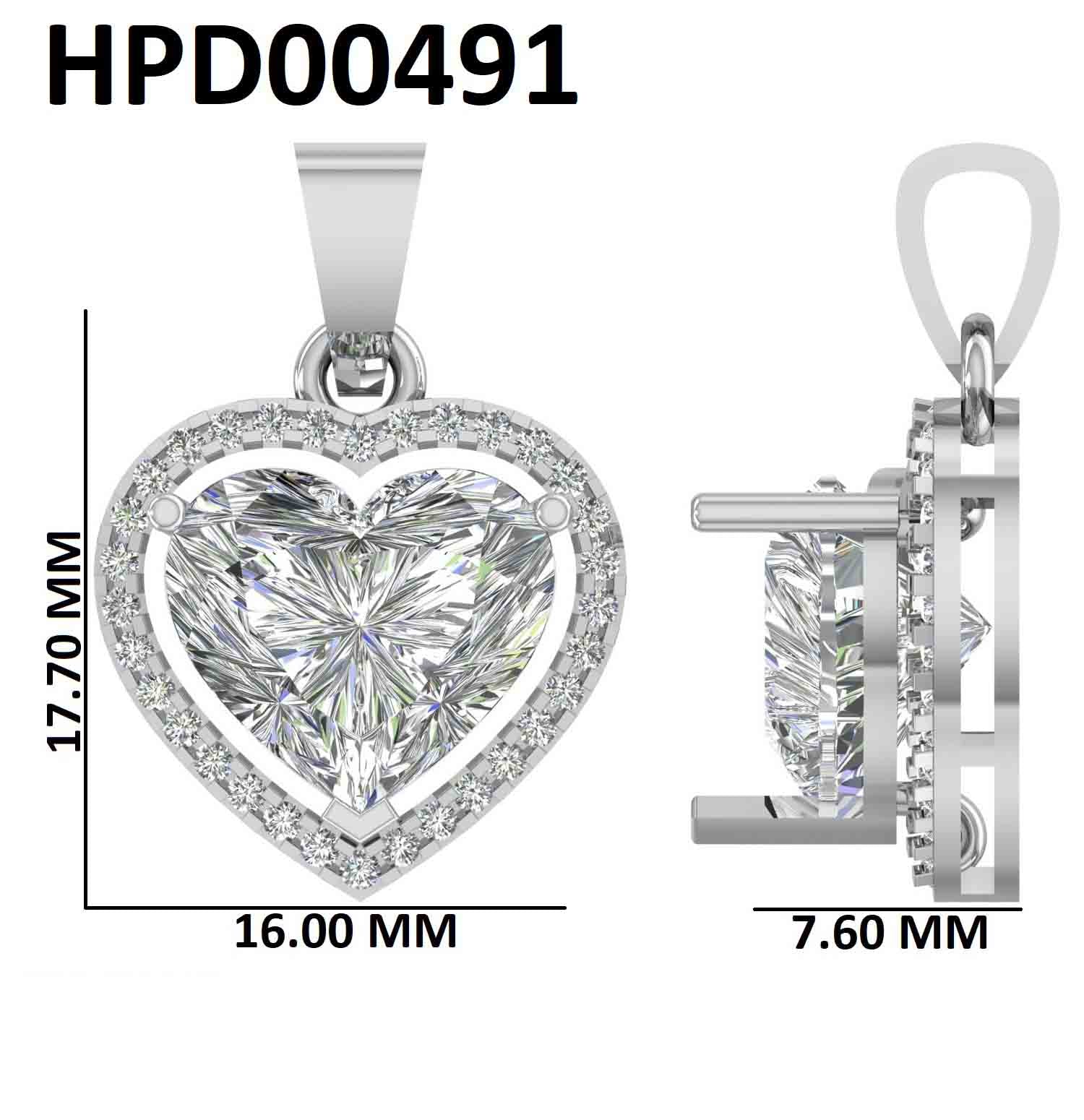 925 Silver Brilliant Heart Cut Diamond Pendant