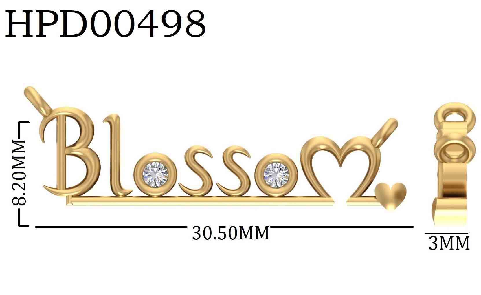 925 Silver Blossom Personalized Gold Plated Pendant With Chain