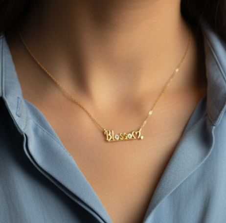 925 Silver Blossom Personalized Gold Plated Pendant With Chain