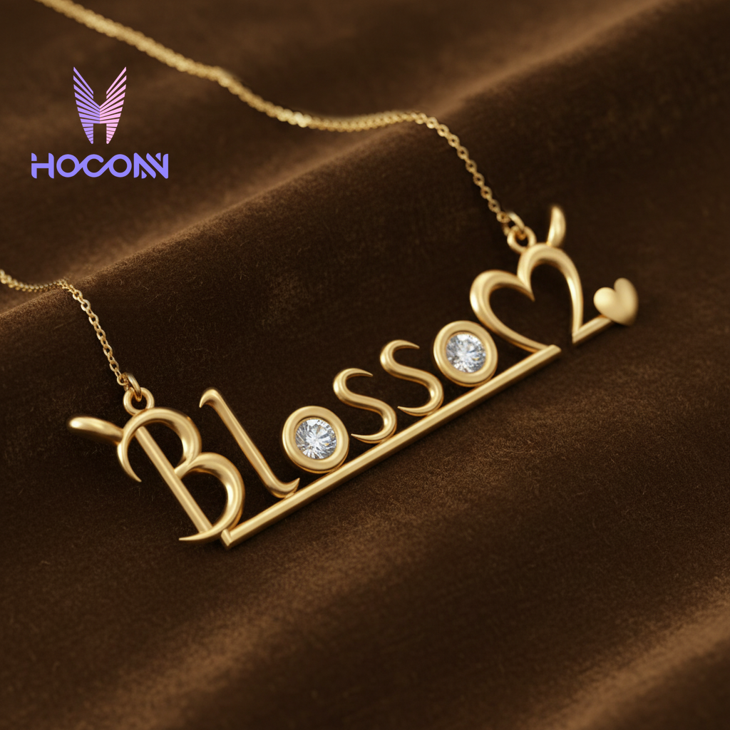 925 Silver Blossom Personalized Gold Plated Pendant With Chain