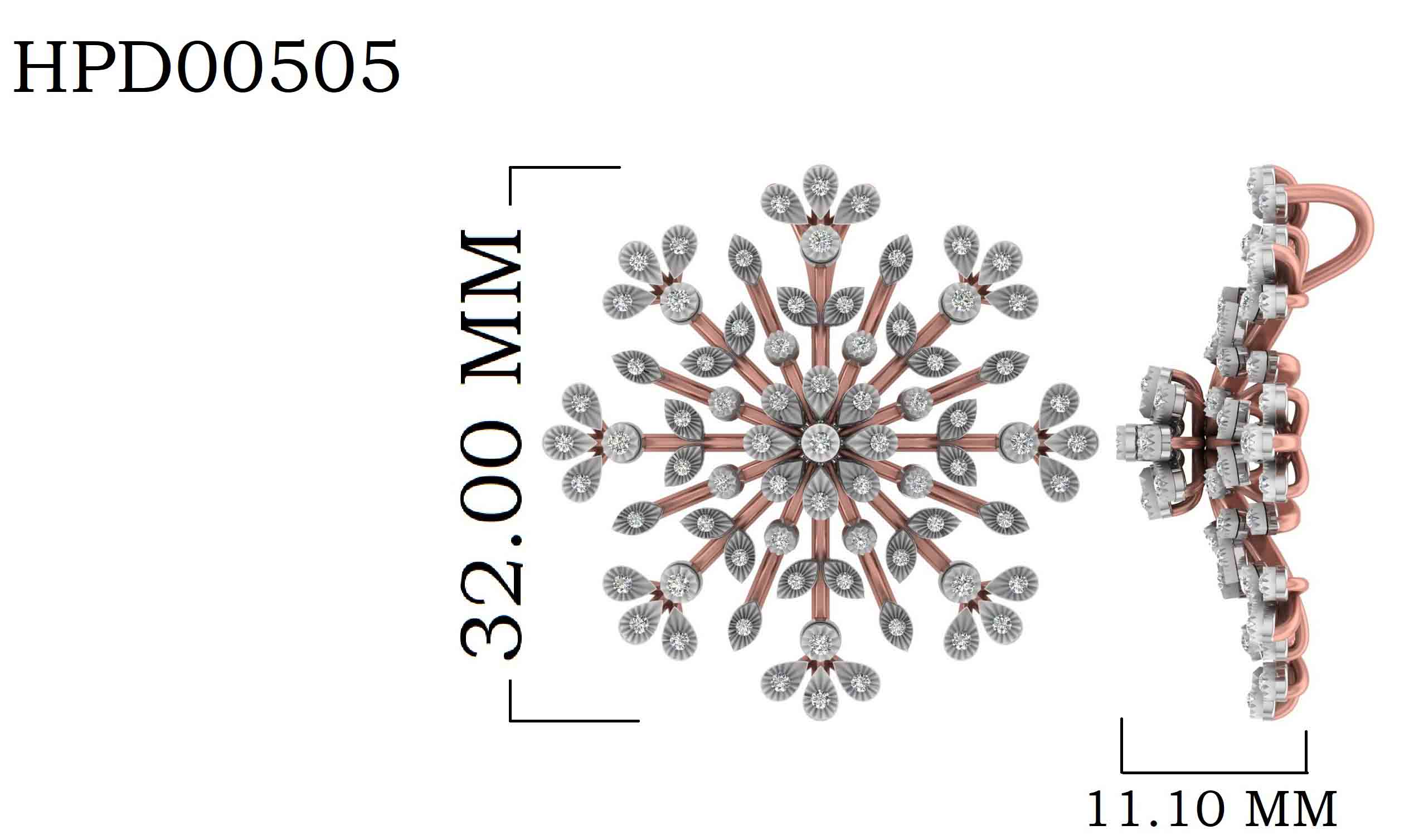 925 Silver Snowflake Bloom Diamond Pendant
