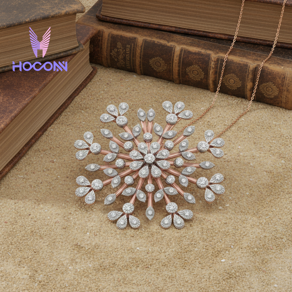 925 Silver Snowflake Bloom Diamond Pendant