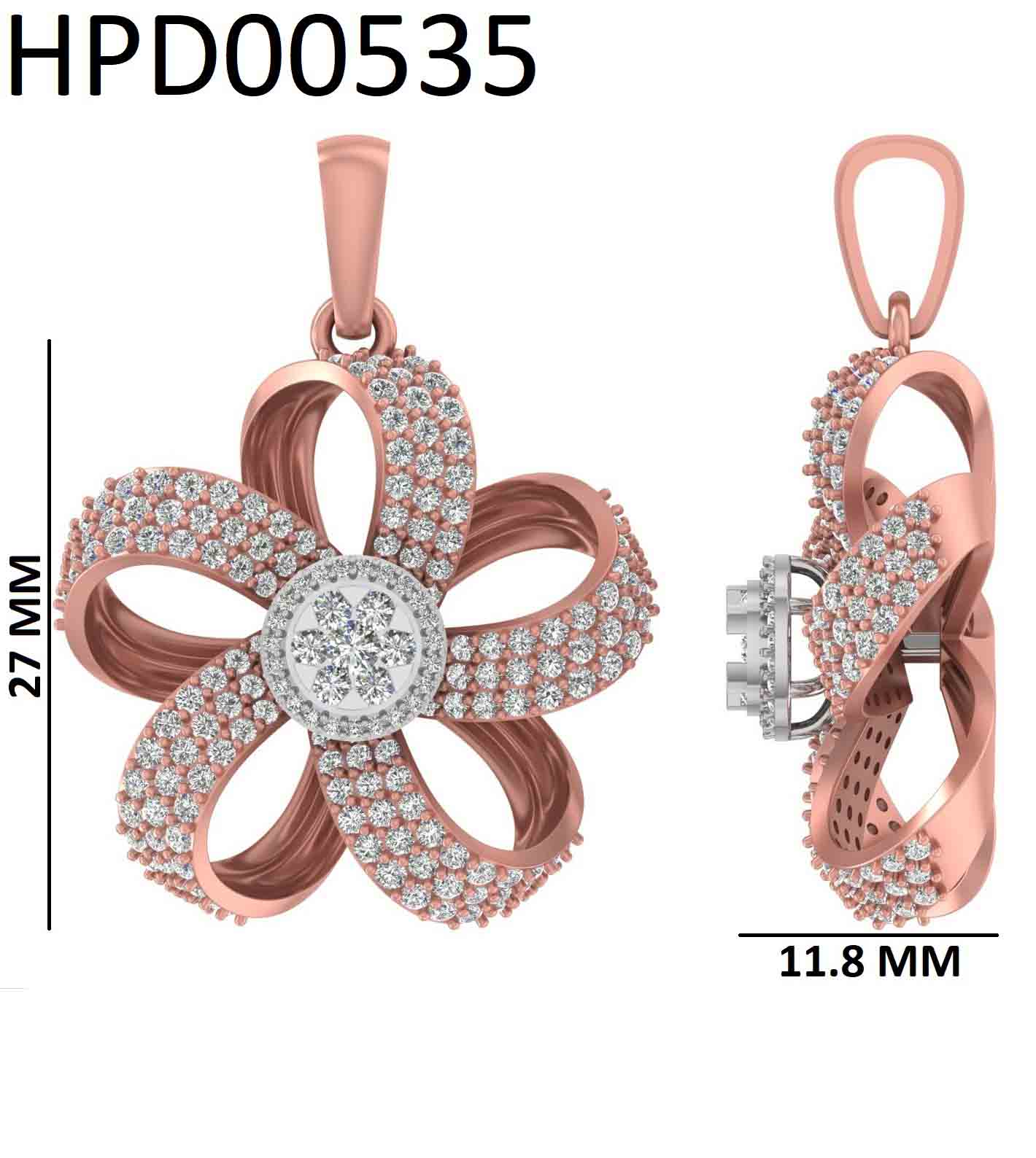 Rose Gold Infinity Flower Silver Pendant