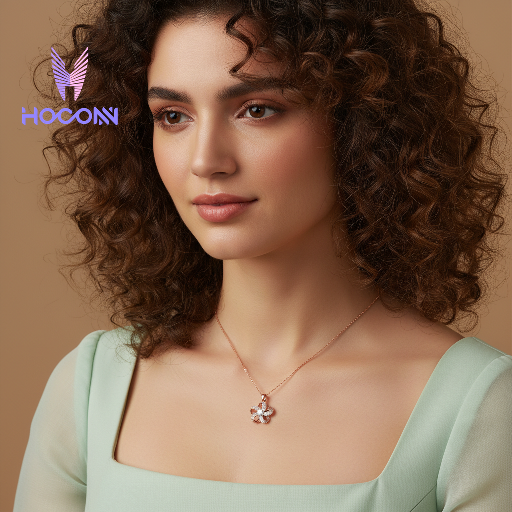 Rose Gold Infinity Flower Silver Pendant