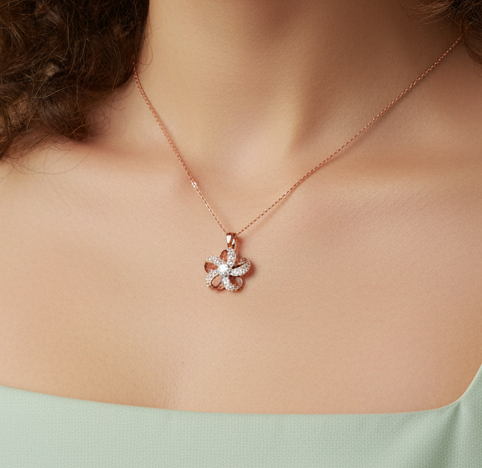 Rose Gold Infinity Flower Silver Pendant